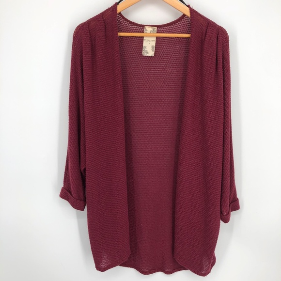 Blu Pepper Womens Cardigan Sweater Size Small‎ Red Garnet Open Front Dolman Cuff - Picture 1 of 11